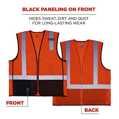 ergodyne GloWear 8210Z Hi-Vis Class 2 Mesh Vest, 4X-Large to 5X-Large, Orange (EGO23029)