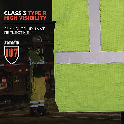 ergodyne GloWear 8315BA Class 3 Hi-Vis Breakaway Safety Vest, Large to X-Large, Lime (EGO23055)