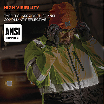 ergodyne GloWear 8351 Class 3 Hi-Vis Windbreaker Water-Resistant Jacket, Large, Orange (EGO23434)