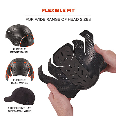 ergodyne Skullerz 8947 Lightweight Baseball Hat and Bump Cap Insert, X-Large/2X-Large, Black (EGO23452)