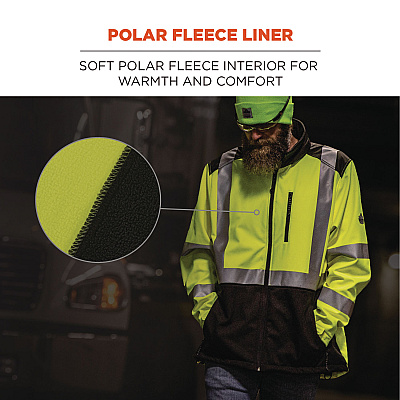 ergodyne GloWear 8353 Class 3 Hi-Vis Softshell Water-Resistant Jacket, Medium, Lime (EGO23523)