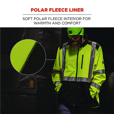 ergodyne GloWear 8353 Class 3 Hi-Vis Softshell Water-Resistant Jacket, 4X-Large, Lime (EGO23528)
