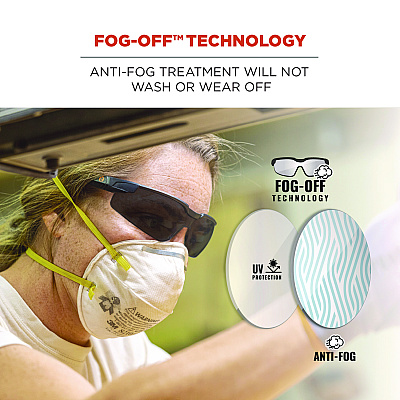 ergodyne Skullerz DELLENGER Anti-Fog Safety Glasses with Adjustable Temples, Black Nylon Impact Frame, Smoke Polycarbonate Lens (EGO50063)