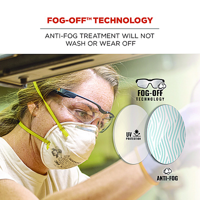ergodyne Skullerz DELLENGER Anti-Fog Safety Glasses with Adjustable Temples,Black Nylon Impact Frame,Indoor/Outdoor Polycarbonate Lens (EGO50065)