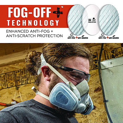 ergodyne Skullerz DELLENGER Anti-Scratch/Enhanced Anti-Fog Safety Glasses with Adjustable Temples, Black Frame, Polycarbonate Lens (EGO50068)