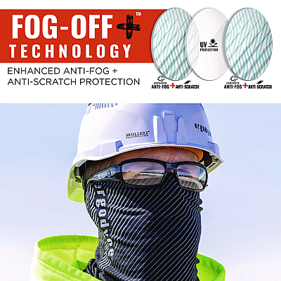 ergodyne Skullerz THOR Anti-Scratch and Enhanced Anti-Fog Safety Glasses, Black Nylon Impact Frame, Clear Polycarbonate Lens (EGO51005)