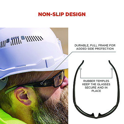 ergodyne Skullerz THOR Anti-Scratch and Enhanced Anti-Fog Safety Glasses, Black Nylon Impact Frame, Clear Polycarbonate Lens (EGO51005)
