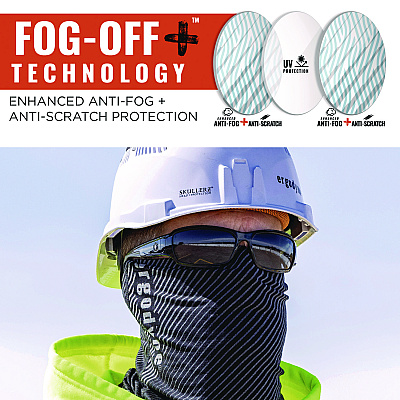 ergodyne Skullerz THOR Anti-Scratch and Enhanced Anti-Fog Safety Glasses, Black Nylon Impact Frame, Smoke Polycarbonate Lens (EGO51035)