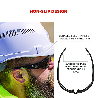 ergodyne Skullerz THOR Anti-Scratch and Enhanced Anti-Fog Safety Glasses, Black Nylon Impact Frame, Smoke Polycarbonate Lens (EGO51035)