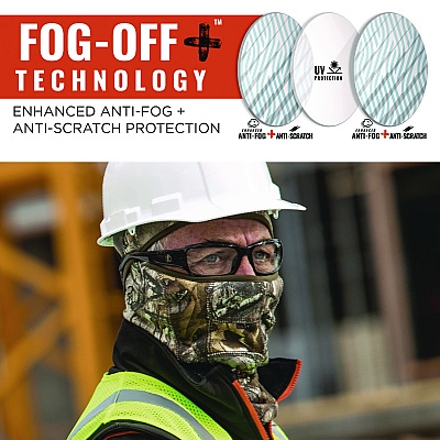 ergodyne Skullerz THOR Anti-Scratch/Enhanced Anti-Fog Safety Glasses, Black Nylon Impact Frame, Indoor/Outdoor Polycarbonate Lens (EGO51085)