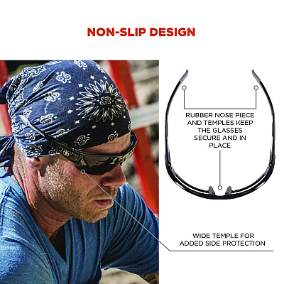 ergodyne Skullerz DAGR Anti-Scratch and Enhanced Anti-Fog Safety Glasses, Black Nylon Impact Frame, Smoke Polycarbonate Lens (EGO52035)