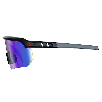 ergodyne Skullerz AEGIR Safety Glasses with Mirrored Lenses, Matte Black Frame, Blue Mirror Polycarbonate Lens (EGO55007)