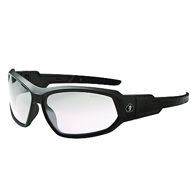 ergodyne Skullerz LOKI Anti-Scratch/Anti-Fog Convertible Safety Spoggles with Strap, Matte Black Frame, Clear Polycarbonate Lens (EGO56005)