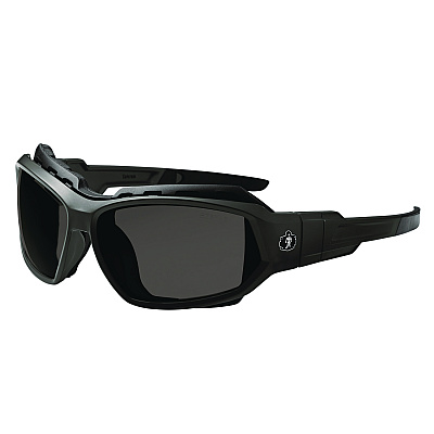 ergodyne Skullerz LOKI Anti-Scratch/Anti-Fog Convertible Safety Spoggles with Strap, Matte Black Frame, Smoke Polycarbonate Lens (EGO56035)