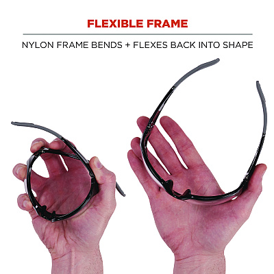 ergodyne Skullerz BALDR Anti-Scratch/Anti-Fog Safety Glasses, Matte Black Nylon Impact Frame, Smoke Polycarbonate Lens (EGO57035)