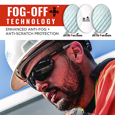 ergodyne Skullerz SKOLL Anti-Scratch/Anti-Fog Safety Glasses, Matte Black Nylon Impact Frame, Smoke Polycarbonate Lens (EGO59035)