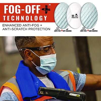 ergodyne Skullerz VALI Anti-Scratch/Enhanced Anti-Fog Safety Glasses, Matte Black Frameless, Clear Polycarbonate Lens (EGO59205)