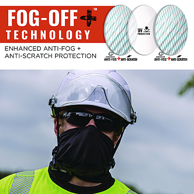 ergodyne Skullerz VALI Anti-Scratch/Enhanced Anti-Fog Safety Glasses, Matte Black Frameless, Smoke Polycarbonate Lens (EGO59235)