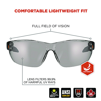 ergodyne Skullerz VALI Anti-Scratch/Anti-Fog Safety Glasses, Matte Black Frameless, Indoor/Outdoor Polycarbonate Lens (EGO59285)