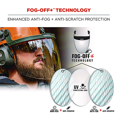 ergodyne Skullerz 8994 Anti-Scratch/Anti-Fog Hard Hat Face Shield, Cap-Style/Safety Helmet Adapter, Clear Lens (EGO60243)