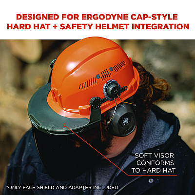 ergodyne Skullerz 8994 Anti-Scratch/Anti-Fog Hard Hat Face Shield, Cap-Style/Safety Helmet Adapter, Smoke Lens (EGO60244)