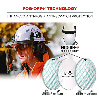 ergodyne Skullerz 8995 Anti-Scratch and Anti-Fog Hard Hat Face Shield with Adapter for Full Brim, Clear Lens (EGO60245)