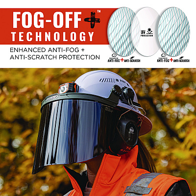 ergodyne Skullerz 8995 Anti-Scratch and Anti-Fog Hard Hat Face Shield with Adapter for Full Brim, Smoke Lens (EGO60246)