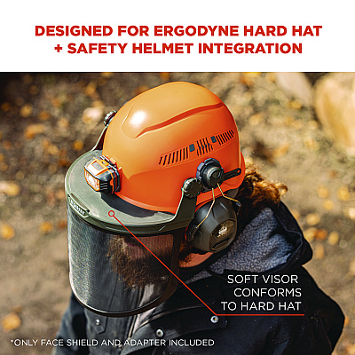 ergodyne Skullerz 8989 Mesh Face Shield with Adapter for Hard Hat and Safety Helmet, Gray (EGO60247)