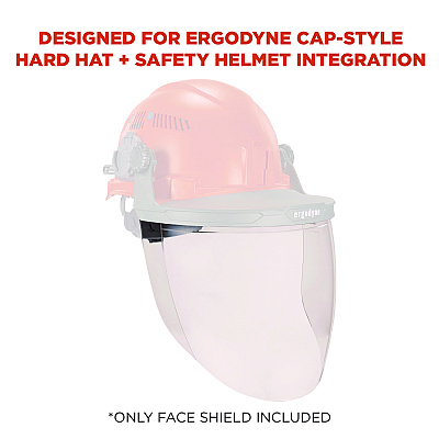 ergodyne Skullerz 8997 Anti-Scratch/Anti-Fog Face Shield Replacement, Cap-Style/Safety Helmet, Clear Lens (EGO60249)