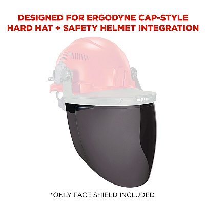 ergodyne Skullerz 8997 Anti-Scratch/Anti-Fog Face Shield Replacement, Cap-Style/Safety Helmet, Smoke Lens (EGO60250)