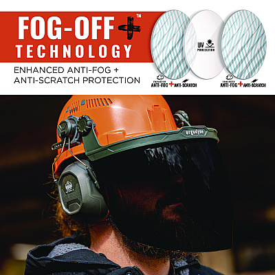 ergodyne Skullerz 8997 Anti-Scratch/Anti-Fog Face Shield Replacement, Cap-Style/Safety Helmet, Smoke Lens (EGO60250)