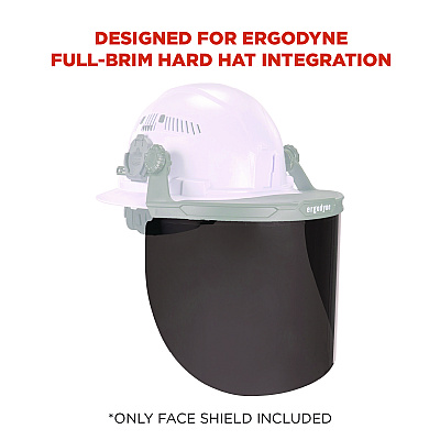 ergodyne Skullerz 8998 Anti-Scratch/Anti-Fog Face Shield Replacement for Full Brim Hard Hat, Smoke Lens (EGO60252)