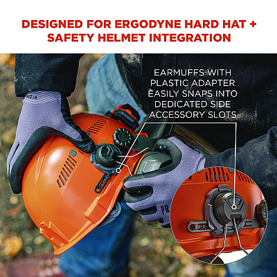 ergodyne Skullerz 8880 NRR 26dB Hard Hat Mounted Earmuffs, Cap-Style, Gray (EGO60258)