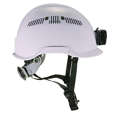 ergodyne Class C Safety Helmet with LED Light and Adjustable Venting, 6-Point Rachet Suspension, White (EGO60265)