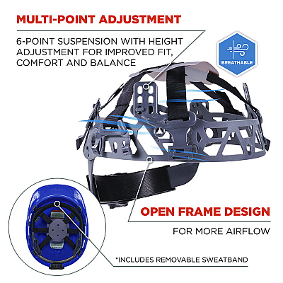 ergodyne Skullerz 8967 Class E Lightweight Cap-Style Hard Hat, 6-Point Rachet Suspension, Blue (EGO60273)