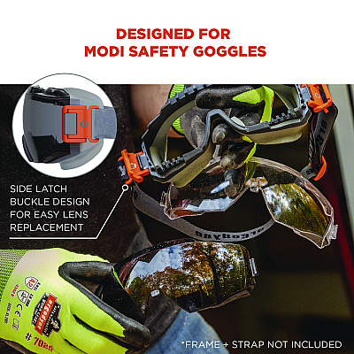 ergodyne Skullerz MODI OTG Anti-Scratch and Enhanced Anti-Fog Safety Goggles Replacement Lens, Smoke (EGO60305)