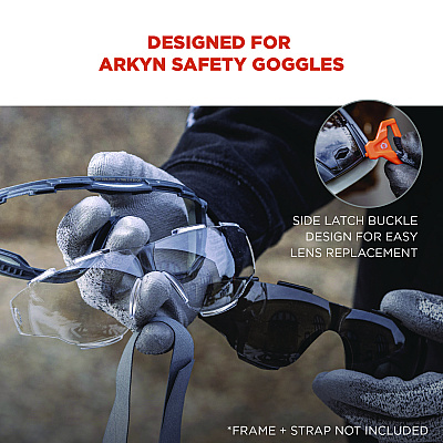 ergodyne Skullerz ARKYN Anti-Scratch and Enhanced Anti-Fog Safety Goggles Replacement Lens, Smoke (EGO60307)
