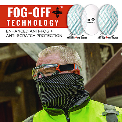 ergodyne Skullerz ARKYN Anti-Scratch and Enhanced Anti-Fog Safety Goggles with Elastic Strap, Clear (EGO60308)