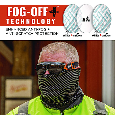 ergodyne Skullerz ARKYN Anti-Scratch and Enhanced Anti-Fog Safety Goggles with Elastic Strap, Smoke (EGO60309)