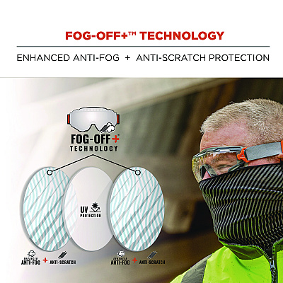 ergodyne Skullerz ARKYN Anti-Scratch and Enhanced Anti-Fog Safety Goggles with Neoprene Strap, Clear (EGO60310)