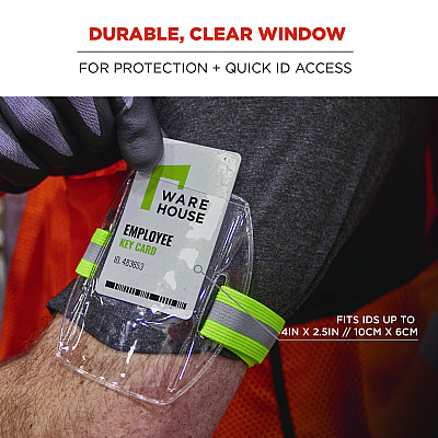 ergodyne Squids 3388 Wrist ID/Badge Holder, Vertical, Hi-Vis Lime, 3.5 x 5.5 Holder, 2.75 x 3.75 Insert (EGO19973)
