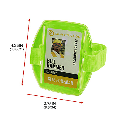 ergodyne Squids 3386 Arm Band ID/Badge Holder, Vertical, Lime, 3.75 x 4.25 Holder, 2.5 x 4 Insert (EGO19956)
