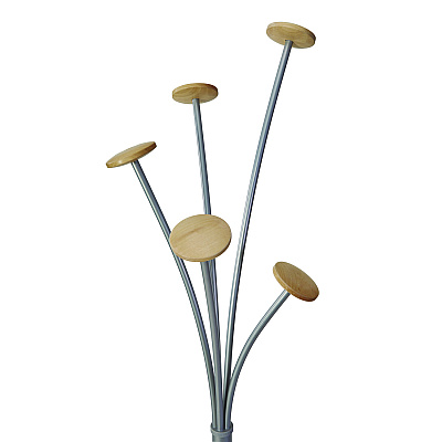 Alba Festival Coat Stand with Umbrella Holder, Five Knobs, 13.97 x 14 x 73.62, Gray (ABAPMFESTWM)