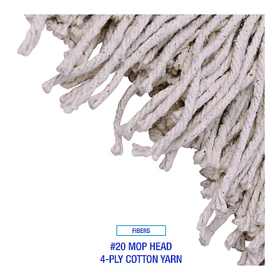 Boardwalk Handle/Deck Mops, #20 White Cotton Head, 54" Natural Wood Handle (BWK120C)
