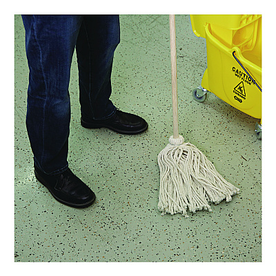 Boardwalk Handle/Deck Mops, #20 White Cotton Head, 54" Natural Wood Handle (BWK120C)