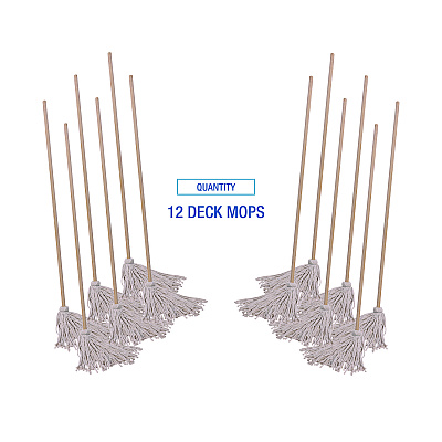 Boardwalk Handle/Deck Mops, #20 White Cotton Head, 54" Natural Wood Handle (BWK120C)