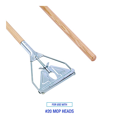 Boardwalk Quick Change Metal Head Mop Handle for No. 20 and Up Heads, 62" Wood Handle (BWK605)