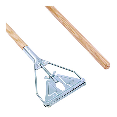 Boardwalk Quick Change Metal Head Mop Handle for No. 20 and Up Heads, 62" Wood Handle (BWK605)