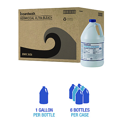 Boardwalk Ultra Germicidal Bleach, 1 gal Bottle, 6/Carton (BWK3406)