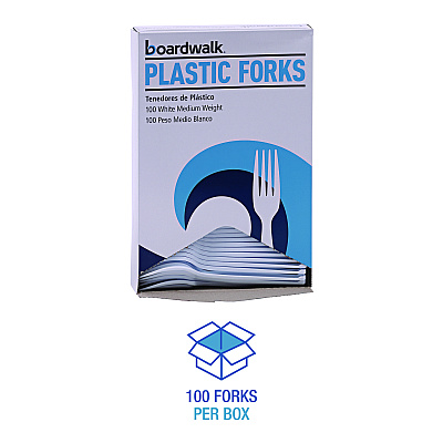 Boardwalk Mediumweight Polystyrene, Fork, White, 10 Boxes of 100/Carton (BWKFORKMWPSCT)